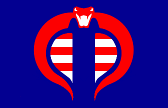 [Cobra flag, Blue, red, and white]